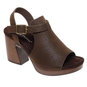 Pierre Dumas‎ Morgen-7 Brown Chunky Heel Slingback Sandals Womens Size 9